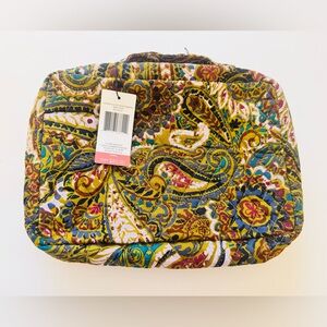 Vera Bradley Essential Lay Flat Travel Organizer Buta Spray Zip Pockets Navy